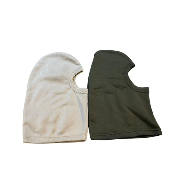 Cold Weather Fleece Open Face Mask Cap Hat Ski Mask Green Beige Lot of 2 New - Picture 2 of 5